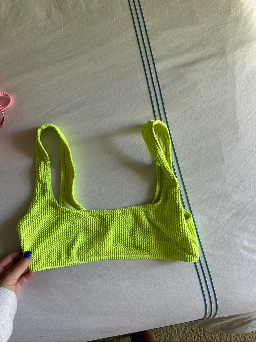 RVCA Neon Yellow Textured Bikini Top